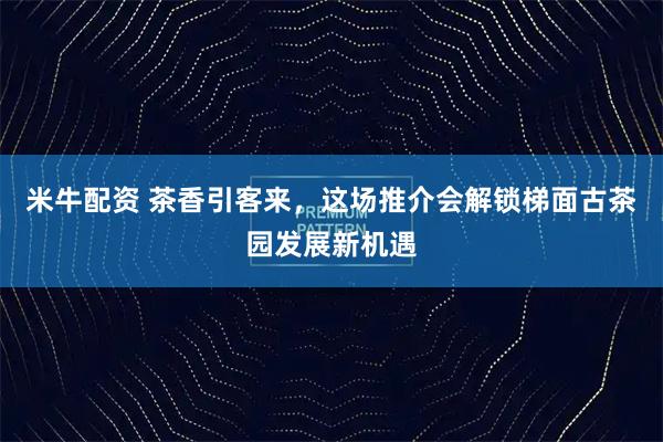 米牛配资 茶香引客来,这场推介会解锁梯面古茶园发展新机遇
